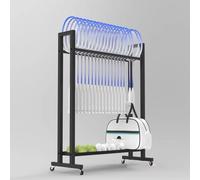 Support de rangement multifonctionnel pour raquettes de tennis, présentoir mobile pour raquettes de badminton avec roulettes, support de salle de sport commercial noir, support d'angle, gain de place