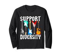 Support Diversity Chitarrista LGBT Tolleranza Chitarra Maglia a Manica