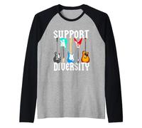 Support Diversity Chitarrista LGBT Tolleranza Chitarra Maglia con Maniche Raglan
