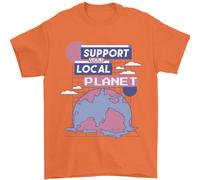 Supporta Il Tuo Pianeta Locale Cambio Climatico Uomo T-Shirt 100% Cotone