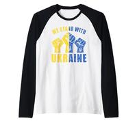 Supporta l'Ucraina - We Stand with Ukraine Flag Design Maglia con Maniche Raglan