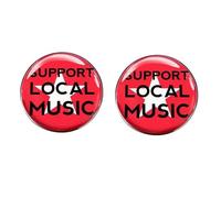 Supportare musica locale Pin Buttons 2 Pack 1.18 Inch Red Round Badge