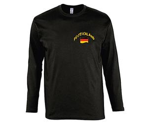 Supportershop Germania, T-Shirt a Maniche Lunghe Uomo, Nero, XL