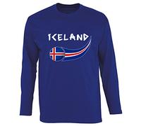 Supportershop Islanda, Maglietta a Maniche Lunghe Uomo, Blu, XXL