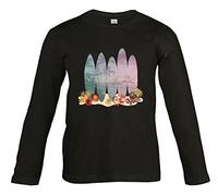 Supportershop - Maglietta da Bambino, a Maniche Lunghe, da Surf, Colore: Nero, Unisex - Bambini, 12513LSBLK, Nero, 4 Anni