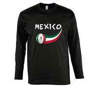 Supportershop Messico, Maglietta a Maniche Lunghe Uomo, Nero, XL