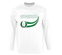Supportershop Nigeria, Maglietta a Maniche Lunghe Uomo, Bianco, M
