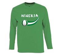 Supportershop Nigeria, Maglietta a Maniche Lunghe Uomo, Verde, XL