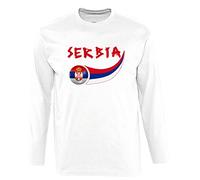 Supportershop Serbia, Maglietta a Maniche Lunghe Uomo, Bianco, S