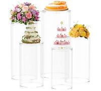 Supporti a Piedistallo Cilindrici per Feste, Supporti a Piedistallo Rotondi Trasparenti, Grandi Tavoli Cilindrici Rotondi per Feste per Decorazioni Artistiche per Feste Di Compleanno e Matrimonio(5 Pc