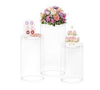 Supporti a Piedistallo Cilindrici per Feste, Supporti a Piedistallo Rotondi Trasparenti, Grandi Tavoli Cilindrici Rotondi per Feste per Decorazioni Artistiche per Feste Di Compleanno e Matrimonio(3 Pc