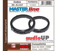 COPPIA SUPPORTI ADATTATORI ALTOPARLANTI 165 MM POLO DAL 2009 IN POI