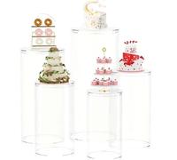 Supporti Cilindrici per Feste Supporti a Piedistallo Rotondi Trasparenti Grandi Tavoli Cilindrici Rotondi per Feste per Decorazioni Artistiche per Feste Di Compleanno e Matrimonio(5 Pcs)