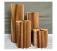 Supporti cilindrici pieghevoli, Foldable Cardboard Cylinder Stands Set Acrylic Plates Multicolor Multiple Sizes Event Decor(Brown-diameter 30cm,C)