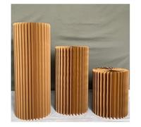 Supporti cilindrici pieghevoli, Foldable Cardboard Cylinder Stands Set Acrylic Plates Multicolor Multiple Sizes Event Decor(Brown-diameter 30cm,A)