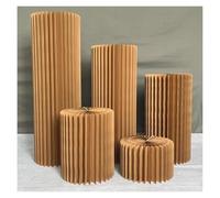 Supporti cilindrici pieghevoli, Foldable Cardboard Cylinder Stands Set Acrylic Plates Multicolor Multiple Sizes Event Decor(Brown-diameter 30cm,D)