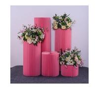 Supporti cilindrici pieghevoli, Foldable Cardboard Display Columns With Acrylic Disc Multicolor 30cm Pack Of 3-5(Pink,5pcs)