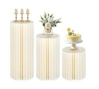 Supporti cilindrici pieghevoli, White Cylinder Pedestal Stands Foldable Cardboard Acrylic Disc Pack Of 3 Multiple Sizes(Diameter 30cm,A)