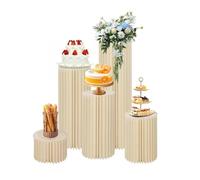 Supporti cilindrici pieghevoli, White Foldable Paper Cylinder Stands Acrylic Disc, 30cm Dia Mult Heights, 3/4/5 pcs(5pcs)