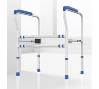 Supporti di Sicurezza per WC per anziani, altezza e larghezza regolabili, barra di sostegno antiscivolo per WC per anziani, corrimano per WC disabili, 136 kg(Blue)