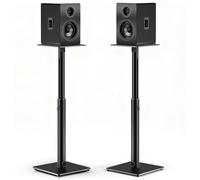 Supporti per altoparlanti, set di 2 supporti universali da pavimento per impianti audio domestici, regolabili in altezza, portata 15 kg ciascuno, gestione dei cavi, facile montaggio, antiscivolo