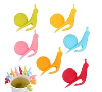 Supporti per bustine di tè in silicone - Indicatori per bevande di diversi colori | 6 porta clip per bustine di tè in silicone a forma di lumaca carina per uso alimentare | Supporti riutilizzabili per