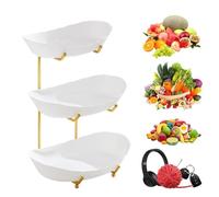 Supporti per frutta a livello acrilico - Ciotola da portata con ripiano in metallo | Cestini di frutta in ceramica con livelli | Lifewt Fruit Tier Stand Bowl | Cesto da bancone da cucina alla frutta