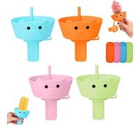 Supporti per ghiaccioli e gelati 2 in 1 per bambini, riutilizzabili, per ghiaccioli e gelato, per sciogliere le goccioline, lavabili in lavastoviglie, con custodia, confezione da 4 (A)