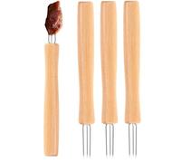 Supporti per mais - Forchetta da cucina a 3 denti con manico in legno, 4 Forchette per stuzzichini per mais - per feste barbecue campeggio grigliate grigliate frutta verdura casa