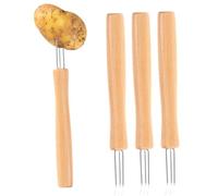 Supporti per mais, utensili da cucina a 3 plettri, con manico | 4 spiedini per mais, per campeggio, arrostire frutta, verdura e barbecue in casa
