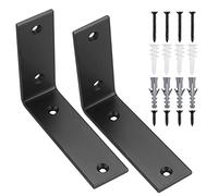 Supporti per Mensole Neri, Staffe Angolari a 90 Gradi in Ferro di Alta Qualità, Angoli Metallici Versatili per Mensole in Legno e Mobili in Legno, 2 Pezzi Supporti per Mensole Neri (125x100x38MM)