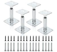 Supporti per pali, 4 pezzi, supporto per pali regolabili in altezza, 100 - 150 mm, piedini in acciaio zincato, base di supporto per recinzioni, rifugi, tettoie, pergolati, terrazze