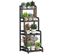 Supporti per piante da esterno, alti, grandi, per impieghi gravosi, a 4 ripiani, in metallo, per vasi da fiori, espositori, organizer per riporre oggetti, per giardino, balcone, patio, cortile - nero