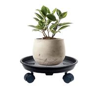 Supporti per piante rotanti con ruote, 1 sottovaso, supporto per piante rotanti con ruote, contenitore rotondo per vasi da fiori, per interni ed esterni, per fiori, agrumi, balcone, cortile, giardino