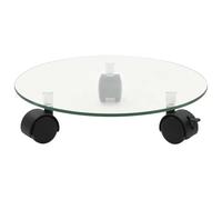 Supporti per piante, rotondi, in vetro temperato, 28 cm, 4 pezzi | Ruote a 360°, freno di sicurezza, vetro temperato, interno ed esterno, protegge il pavimento, multiuso