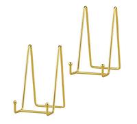 Supporti per Piatti da Esposizione - Cavalletti in Ferro per Piatti Decorativi, Cornici Foto, Dischi in Vinile e Tablet - Ideali per Arte da Tavolo - Altezza 15,2 cm - Oro (2 Pezzi)