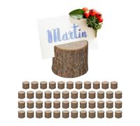 Relaxdays Set di 48 Supporti Segnaposto Legno, Set da 48, Portafoto, Portamenù da Tavolo, per Matrimonio e Battesimo, Naturale, 3 x 3,5 x 3,5 cm