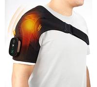 Supporti Riscaldati Dell'involucro Della Spalla con Vibrazione, Riscaldamento Massaggio Elettrico, 3 Modalità Cordless Pad per Uomini e Donne, si Adatta a Sinistra o Destra, Nero