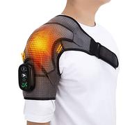 Supporti Riscaldati Dell'involucro Della Spalla con Vibrazione, Riscaldamento Massaggio Elettrico, 3 Modalità Cordless Pad per Uomini e Donne, si Adatta a Sinistra o Destra, Grigio