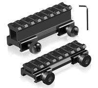 Supporti riser Picatinny, profilo alto pollici e profilo basso 1/2 pollici Supporto riser for guida Picatinny a 8 slot con design trasparente for punti rossi ottici - Confezione da 2 (include supporto