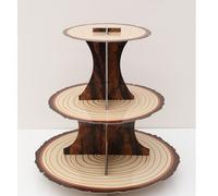 Supporto a 3 ripiani a tema ceppo d'albero per cupcake, portacupcake con motivo a tronco di legno, supporto per cupcake a tema foresta, alzata per torta a tema western, articoli per feste da campeggio