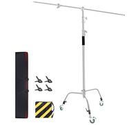 Supporto a C con ruote a braccio, 100% acciaio inossidabile resistente, altezza massima 330 cm, supporto per luce fotografica per riflettore Softbox Monolight