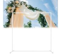 Supporto a cerchio per arco di nozze, telaio in metallo staccabile per feste di compleanno, fotografia di vacanze, interni ed esterni, design stabile oro bianco, altezza 2,5 m