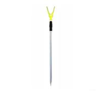 Supporto a forma di Y per canne da pesca con struttura in alluminio robusto e geometria ottimizzata per uso a terra (giallo)
