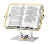 Supporto a libro regolabile con base girevole a 360°, Cookbook pieghevole e supporto per schede musicali e computer portatili