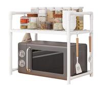 Supporto a microonde regolabile: mensola a microonde da cucina con ganci, supporto per macchina per il pane a doppia condizione di stagionatura per la conservazione del tavolo Bagno dispensa ai ai
