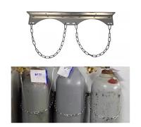 Supporto a Parete per Bombole Gas con Catena di Sicurezza - Portabombole in Acciaio per Garage, Officina e Uso Industriale