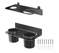 Supporto a parete per imbuto dell'olio con 2 tazze antigoccia, in acciaio resistente, per imbuti da 12,7 a 40,6 cm, organizer salvaspazio per garage per olio motore e carburante, nero