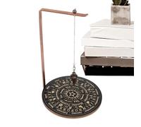 Supporto a pendolo - 26 x 18 cm (10,24 x 7,09 pollici), supporto per espositori di cristallo, strumento di divinazione, base in legno, 12 costellazioni, ornamento da strega con telaio in rame |
