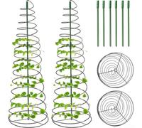Supporto a spirale in ferro a 3 livelli, regolabile, nero, per rose rampicanti, edera, clematide, estensibile, 46,7-136,1 cm, per interni ed esterni (2 pezzi)